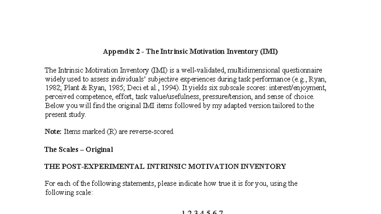 Hi - jsjjsksis - Appendix 2 - The Intrinsic Motivation Inventory (IMI ...