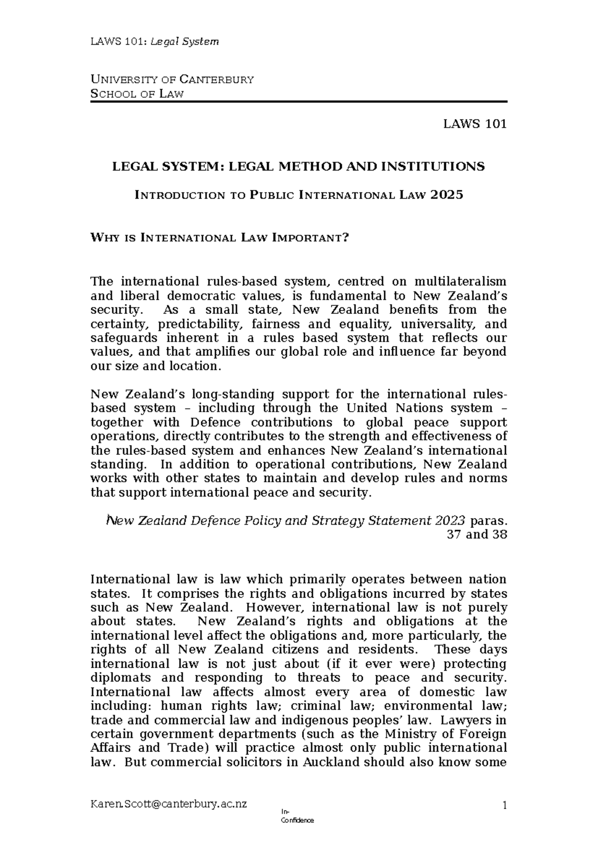 LAWS 101: Introduction to Public International Law Overview - Studocu