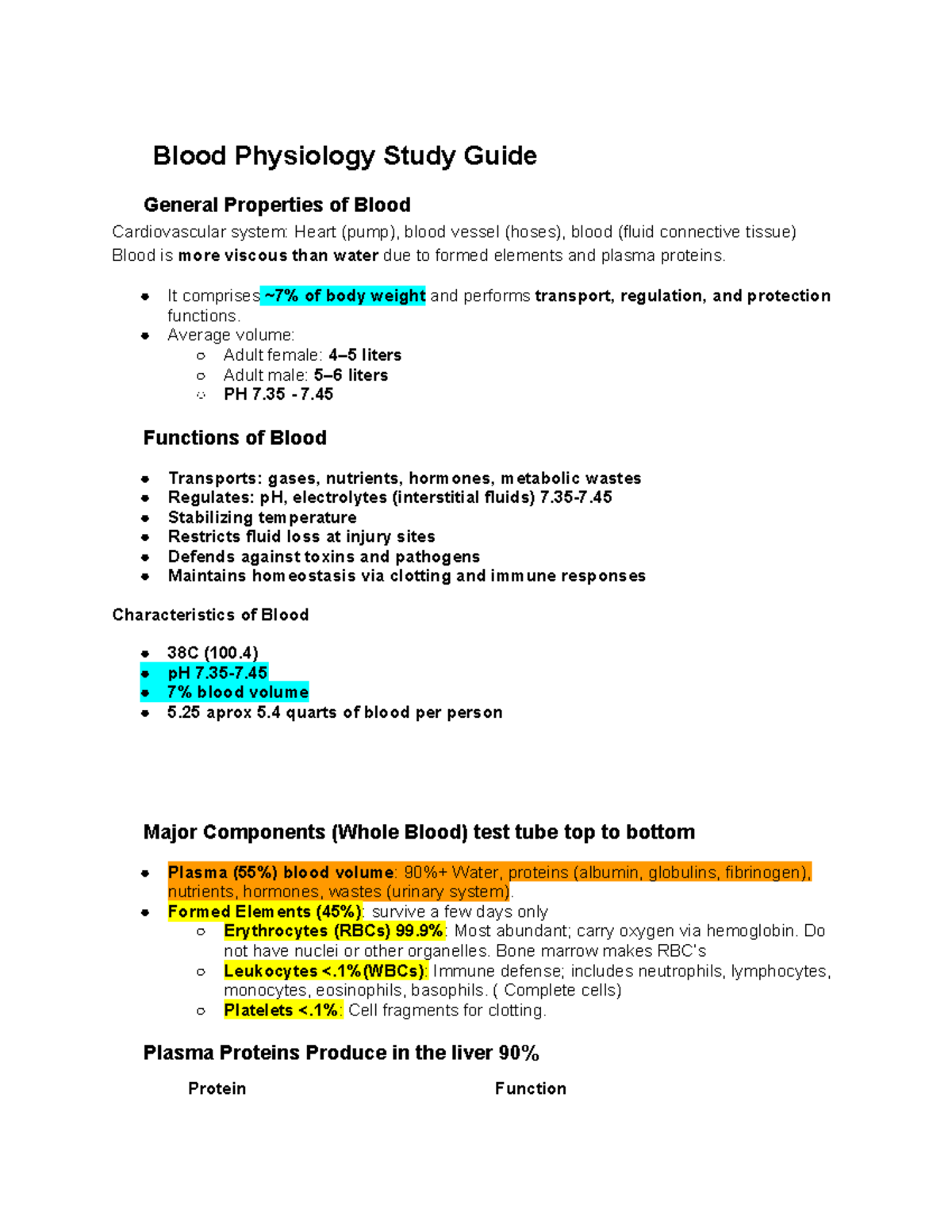 🩸 CH 19 Blood Physiology Final Exam Study Guide - Studocu