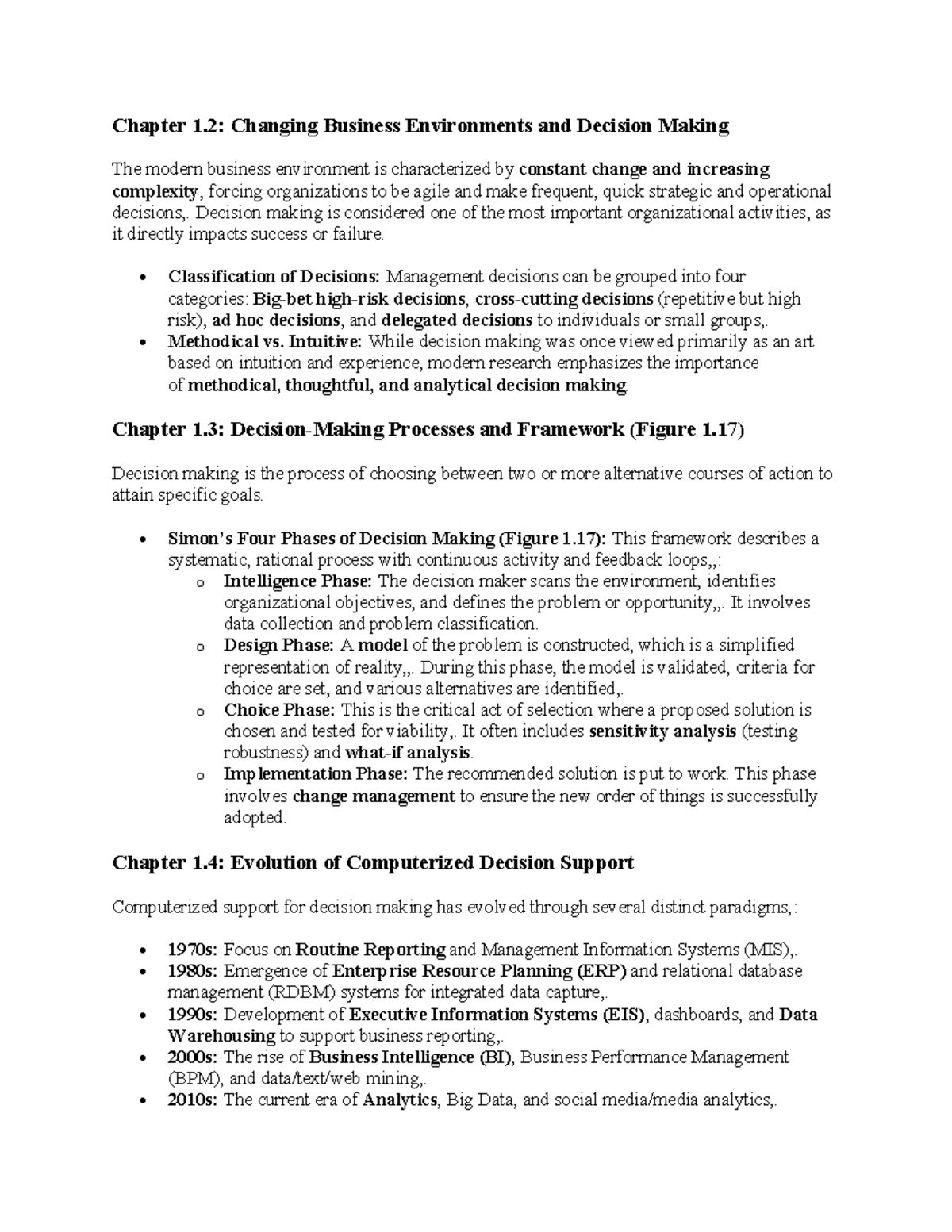 CH1 Notes: Changing Business Environments & Decision Making - Studocu