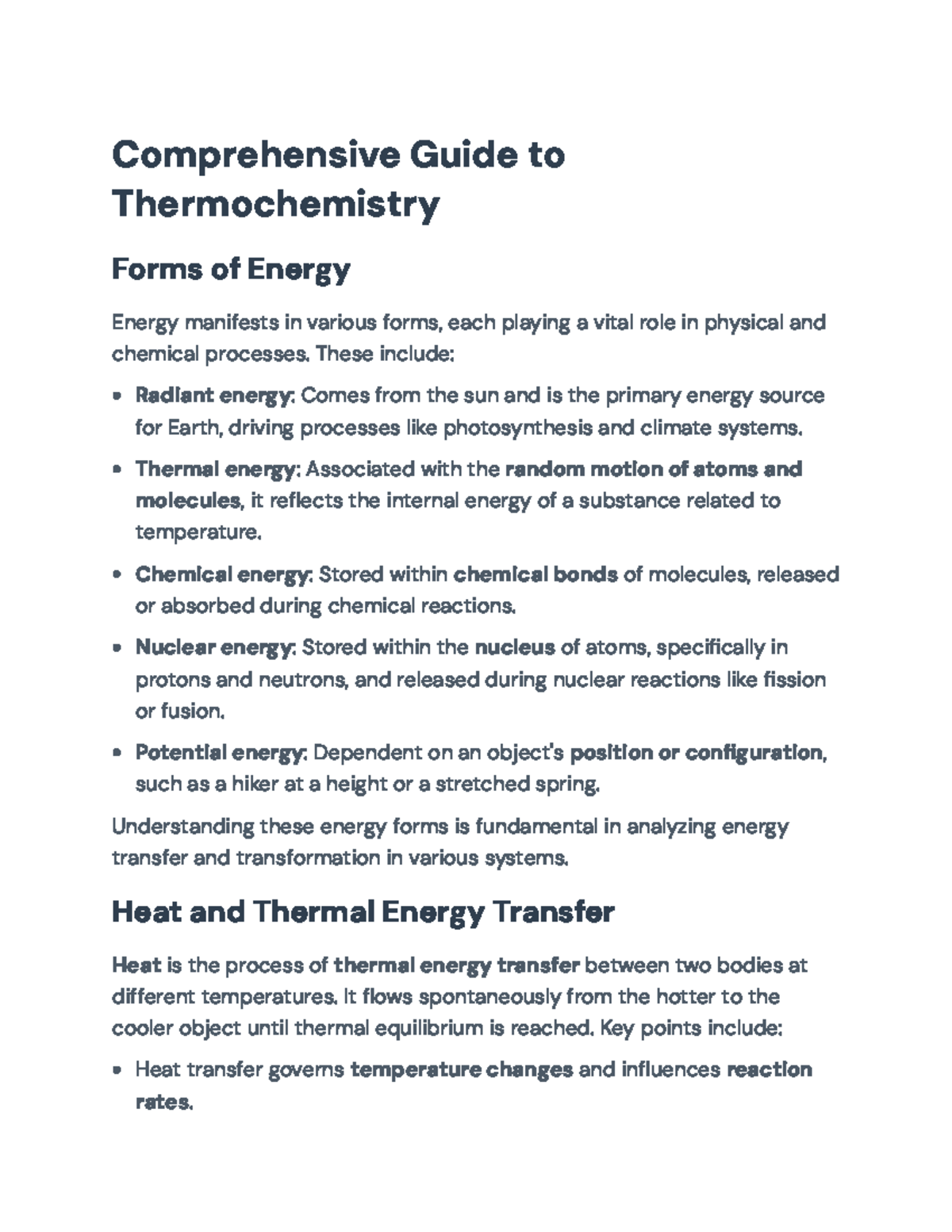 Comprehensive Guide to Thermochemistry: Energy Forms & Heat Transfer ...