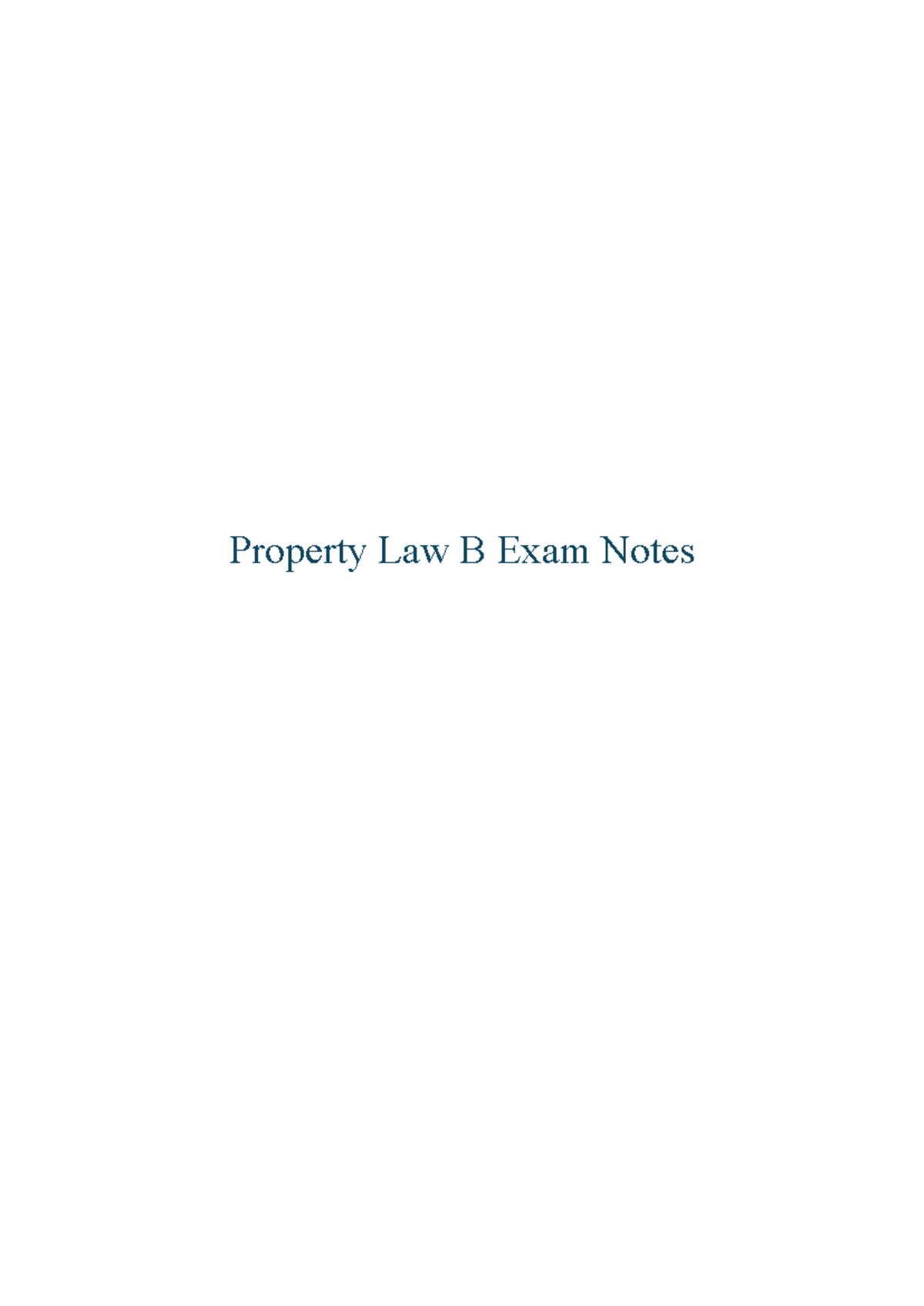 Property Law B Exam Notes: Joint Tenancy & Tenants in Common - Studocu