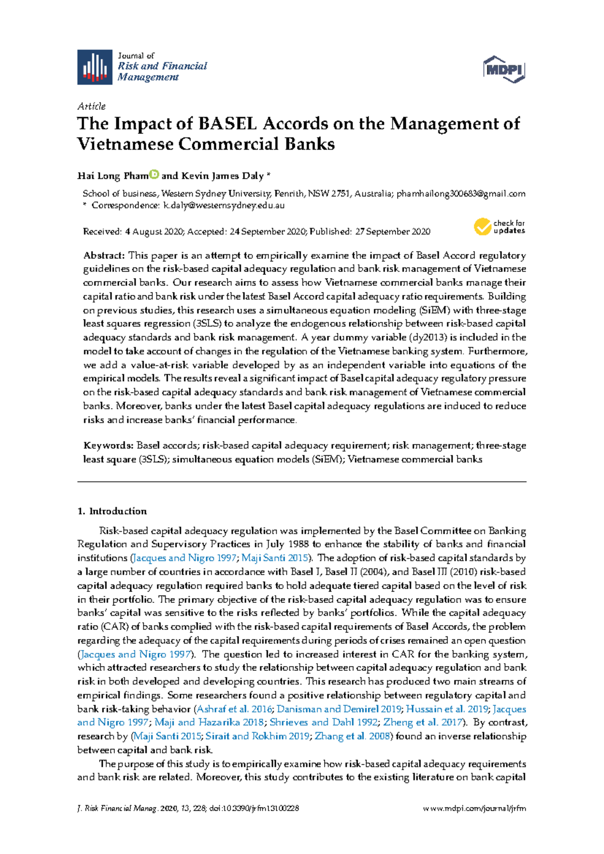 The Impact of Basel Accords on Vietnamese Banks' Risk Management (JRFN ...