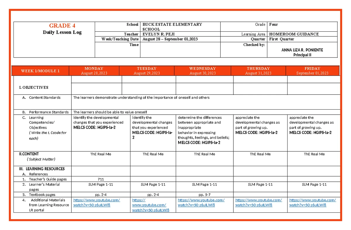 DLL MAPEH-3 Q1 W1 - Daily Lesson Log for Week 1 Activities - Studocu