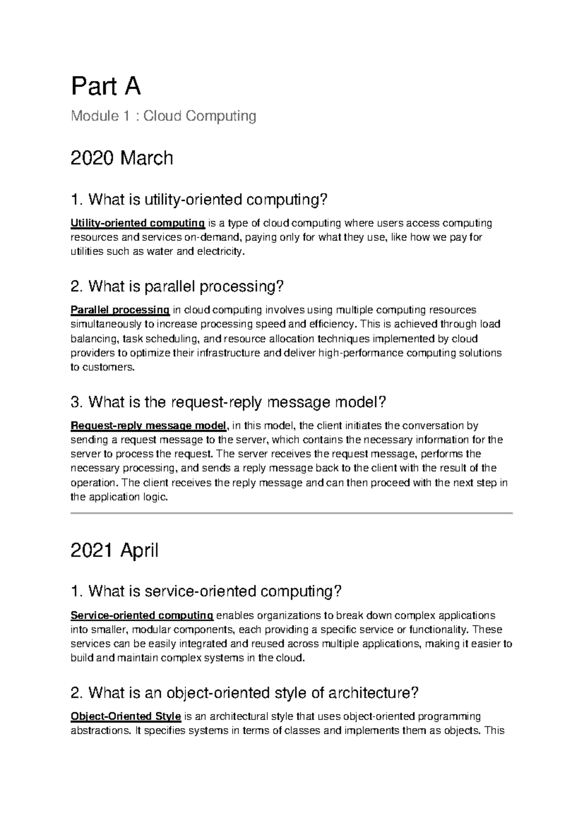Mod 1 CC: Cloud Computing Overview and Key Concepts - Studocu