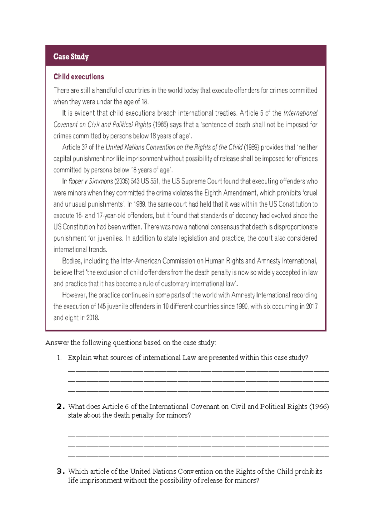CASE Study on International Law: Key Questions & Articles - Studocu
