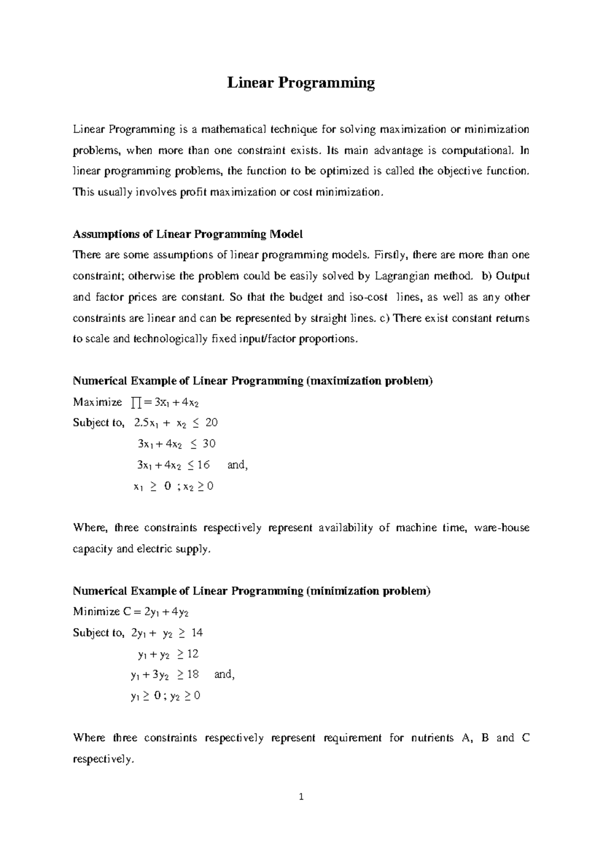 Linear Programming (LP) Overview: Key Concepts & Examples - Studocu