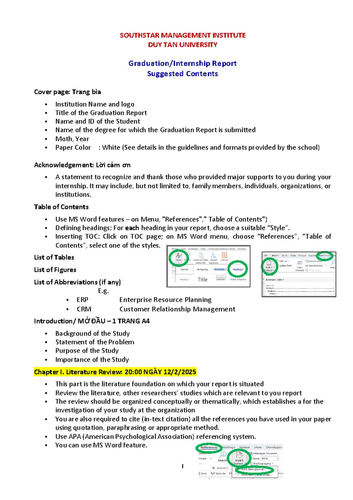 Graduation Report Guidelines - SOUTHSTAR MANAGEMENT INSTITUTE 2025 ...