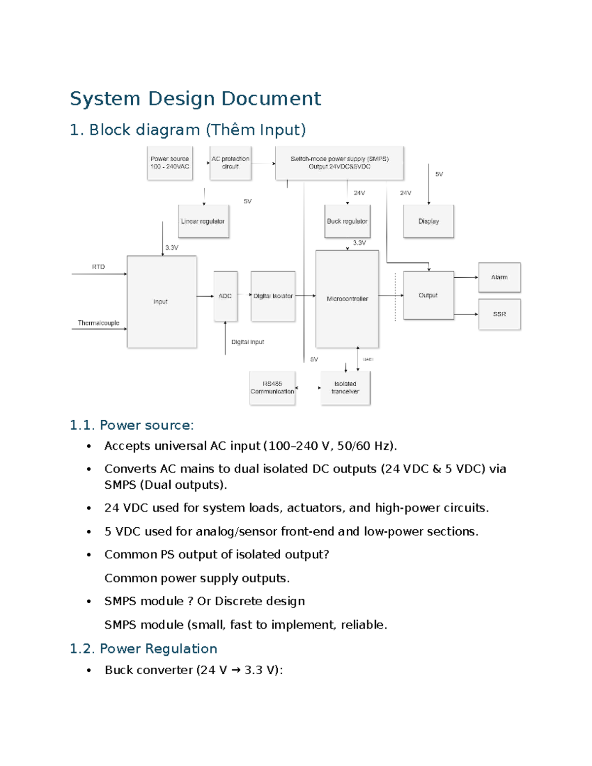 System Design Document: Power Supply & Communication Interfaces - Studocu