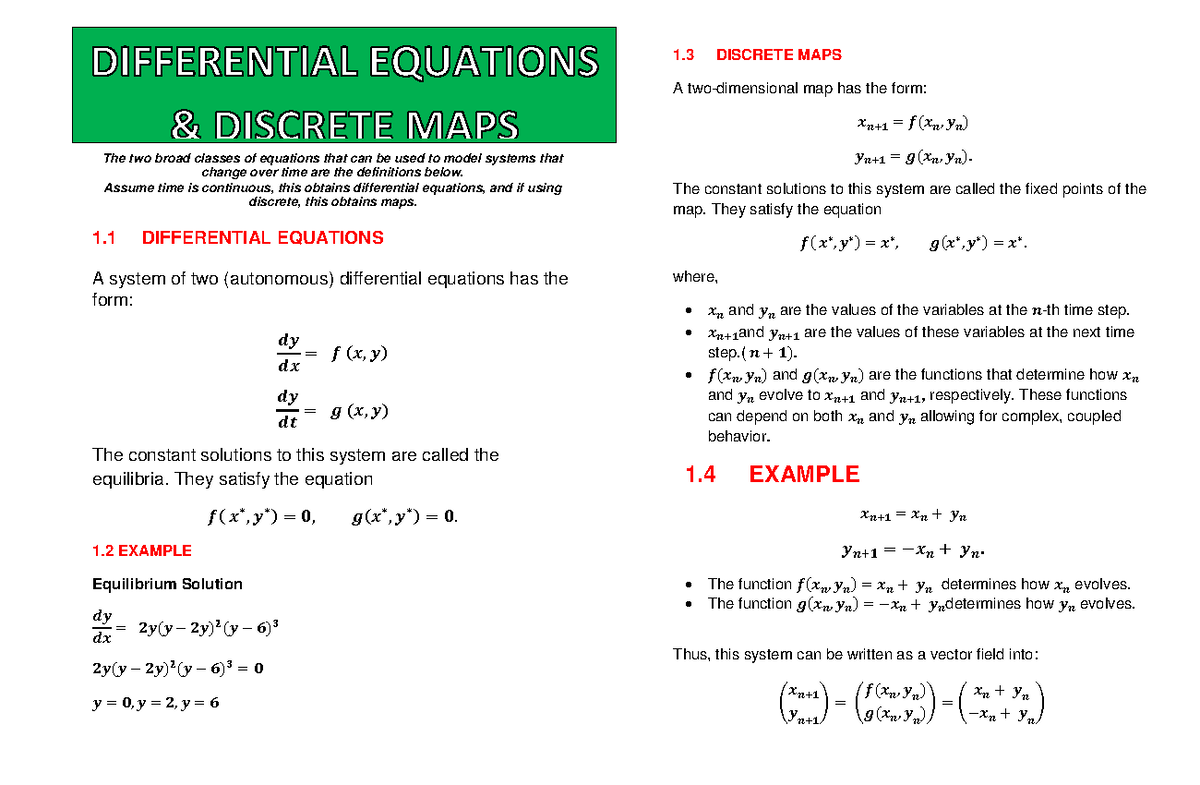 Differential Equations & Linearization: Causal Models Overview - Studocu