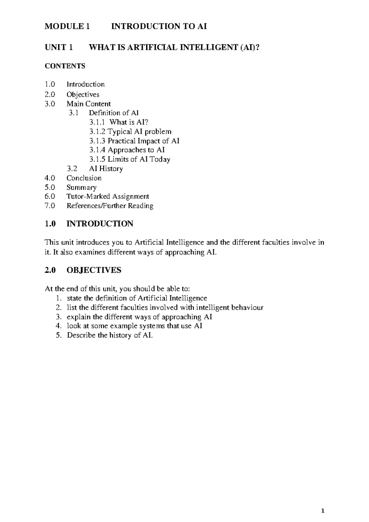 Module 1 Topic 1 - Artificial intelligence notes - MODULE 1 ...