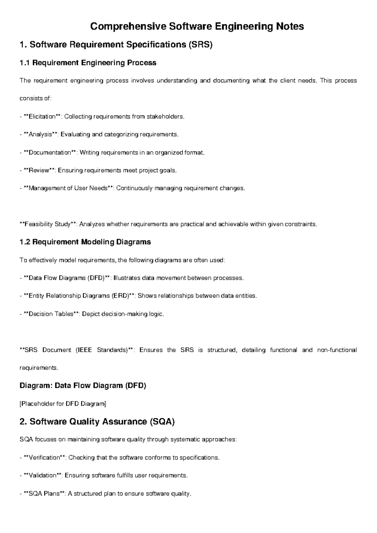 Comprehensive Software Engineering Notes - Comprehensive Notes on ...