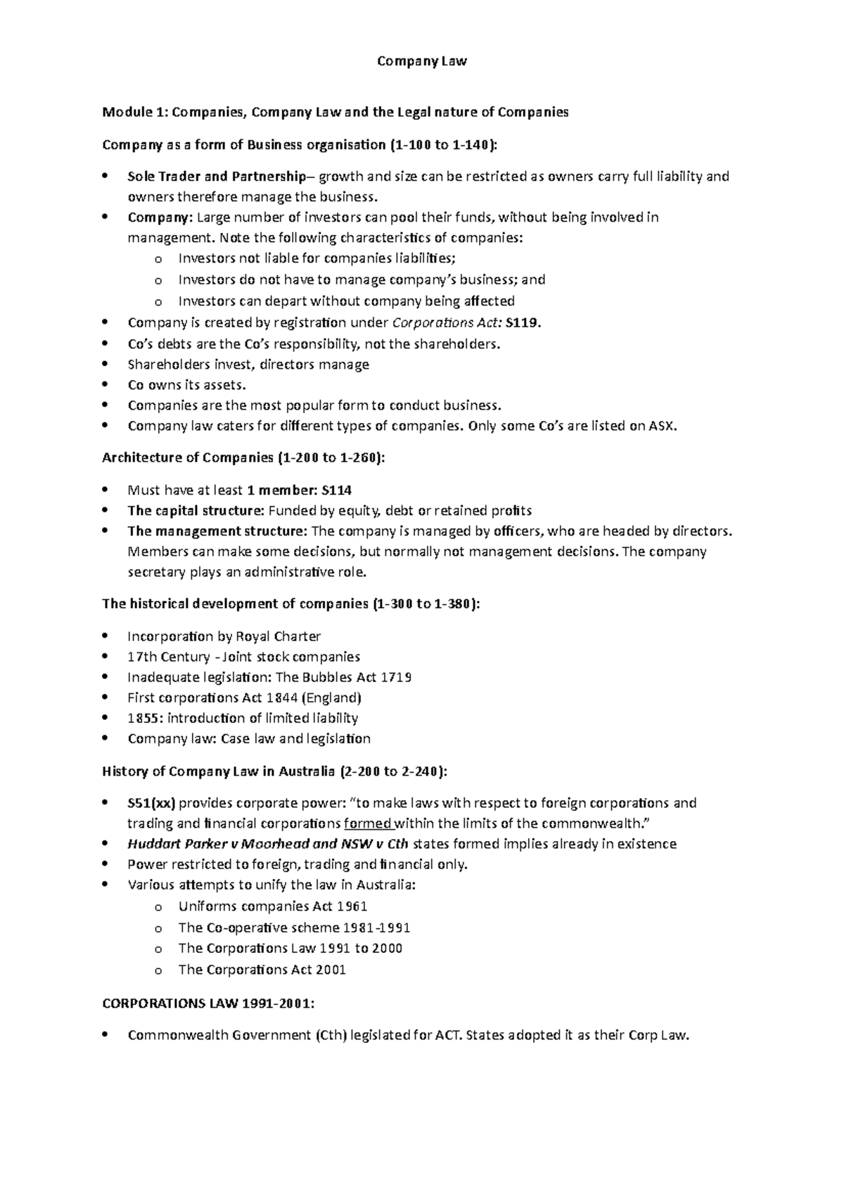 Module 1 Law - Company Law Lecture Notes (1-380) - Studocu