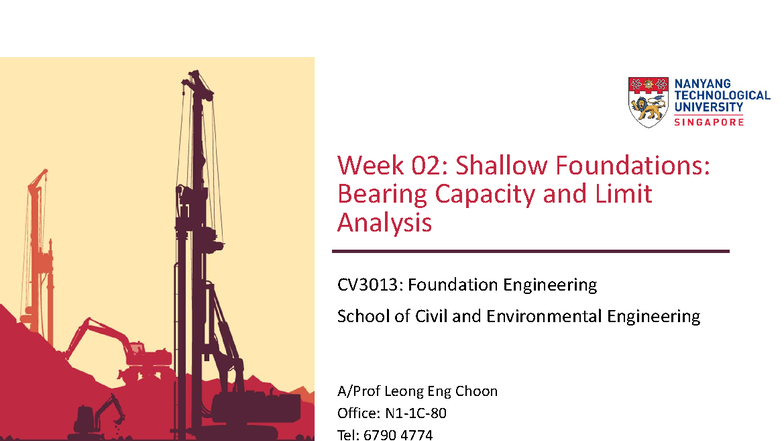 Week 02: Shallow Foundations & Bearing Capacity CV3013 Lecture Notes ...
