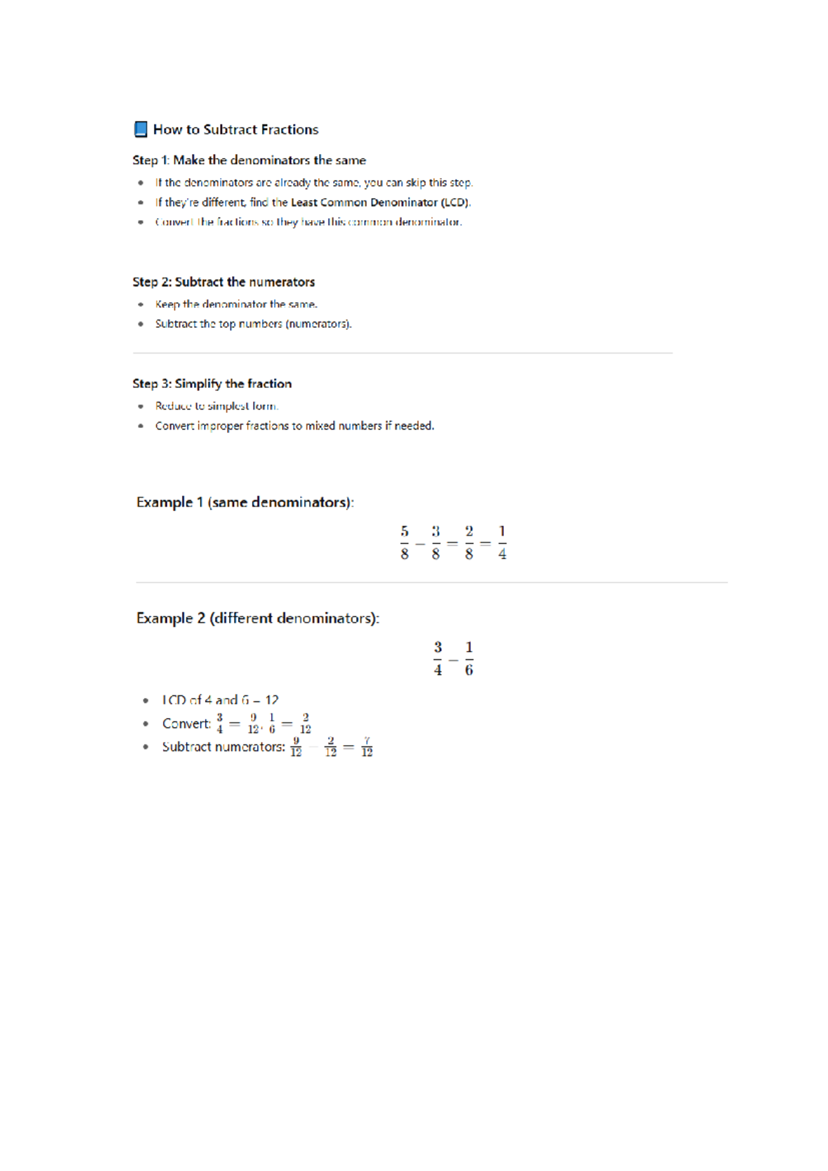 Subtracting Fractions: A Step-by-Step Guide - Studocu