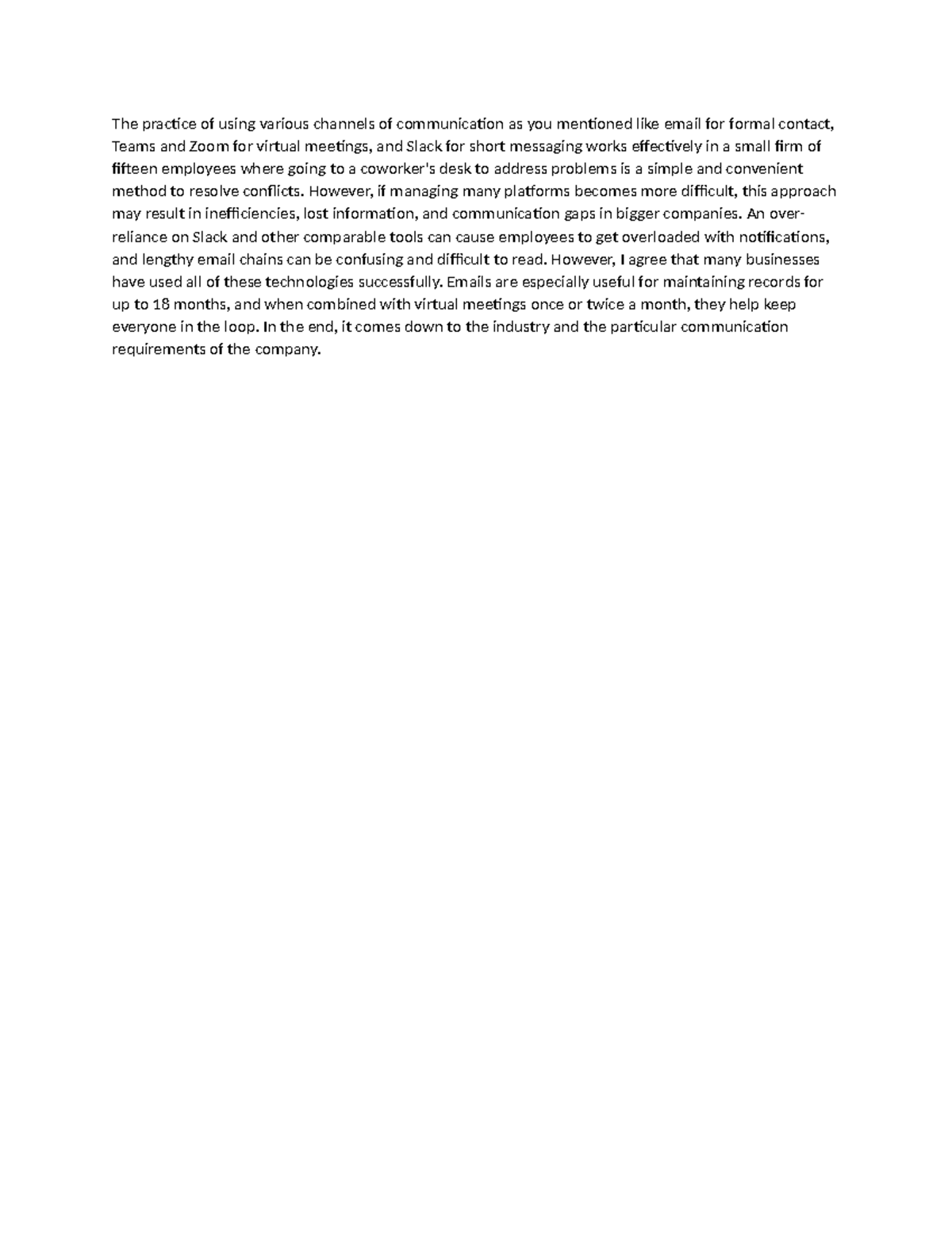 2 - Communication Channels in Workplace Effectiveness Study - Studocu