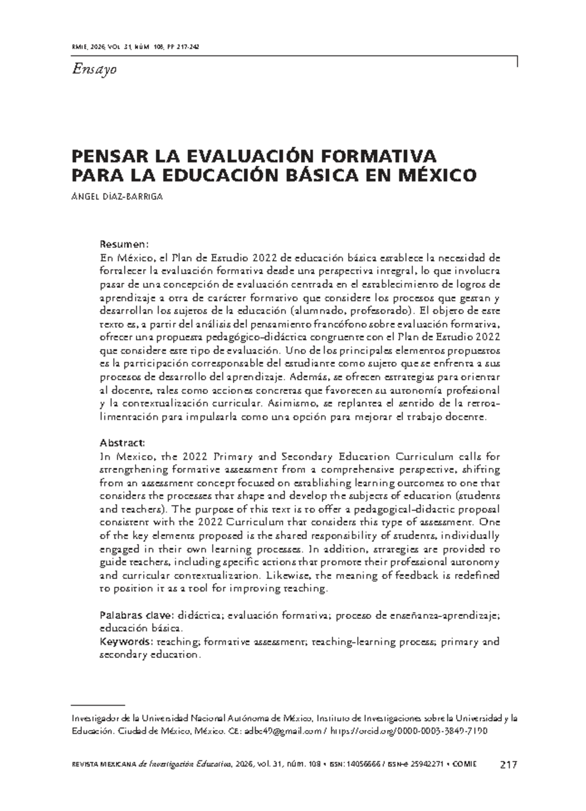RMIE 2026: Ensayo sobre Evaluación Formativa en Educación Básica en ...