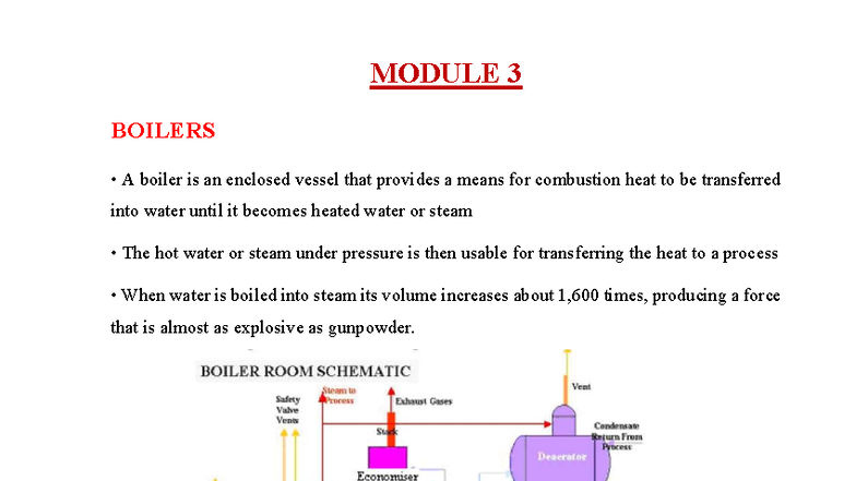 MOD 3 - BOILER SYSTEMS AND PERFORMANCE EVALUATION NOTES - Studocu