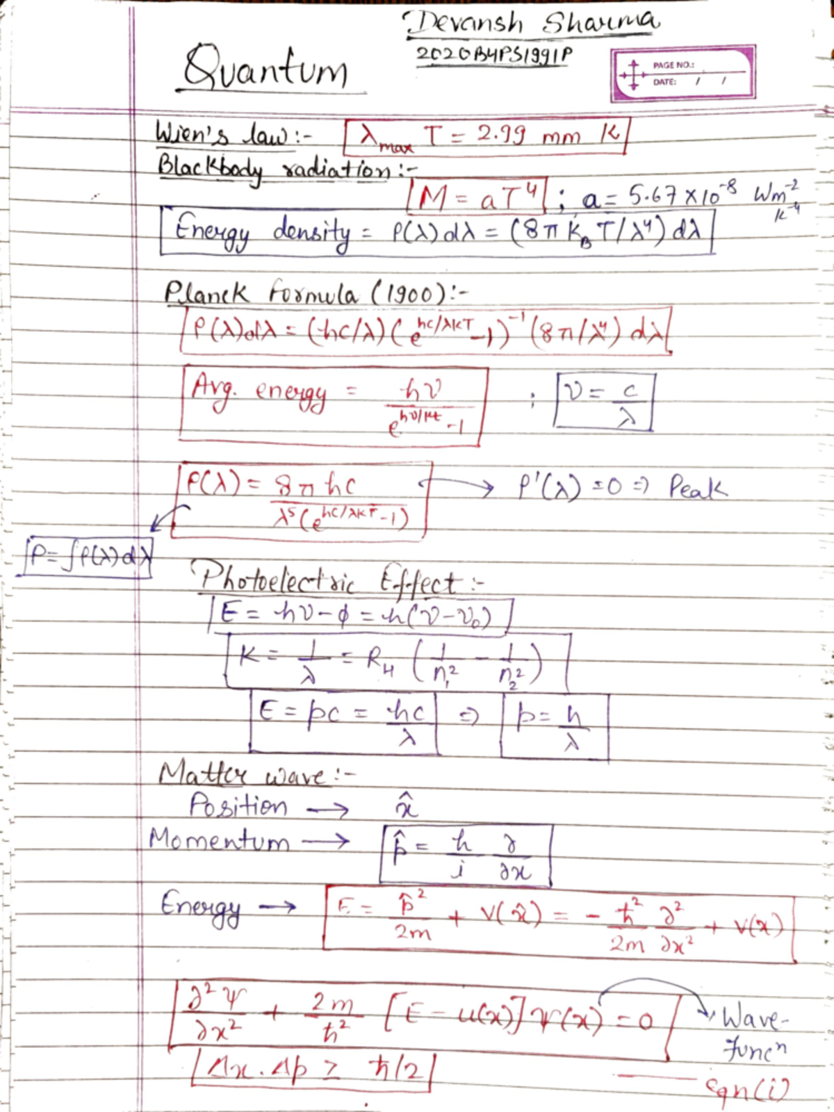 Quantum Short Notes (By Devansh Sharma) - General Chemistry - Studocu
