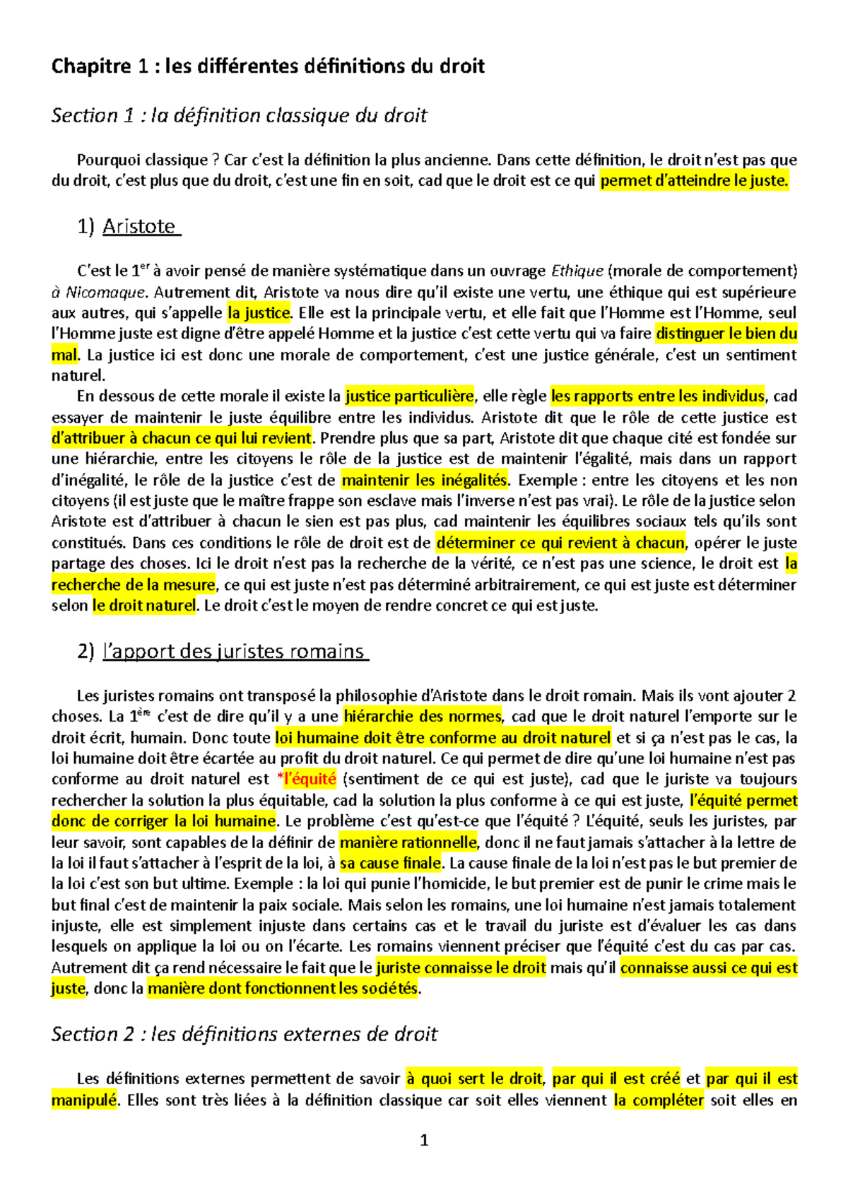 Intro au droit - Chapitre 1 : les du droit Section 1 : la classique du ...
