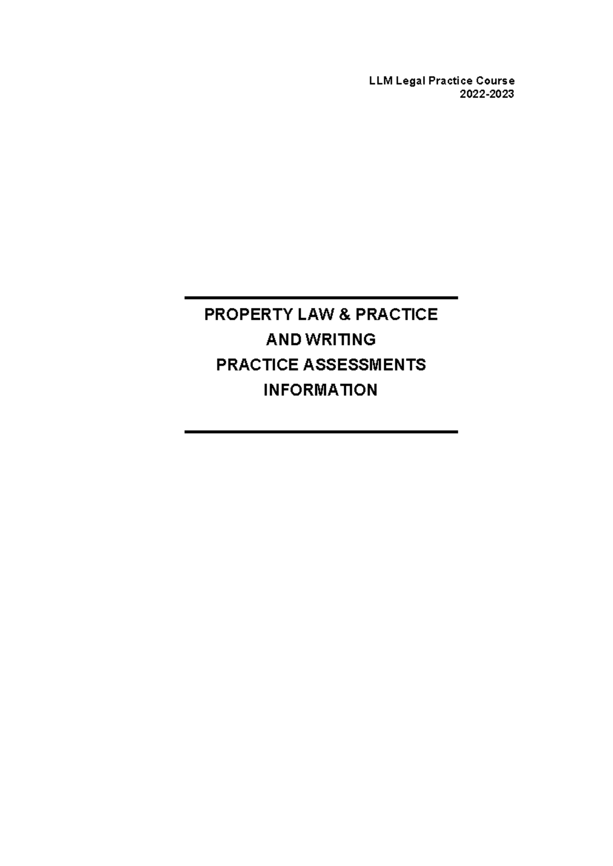 LLM PLP & Legal Writing Practice Assessment Guide 2022-2023 - Studocu