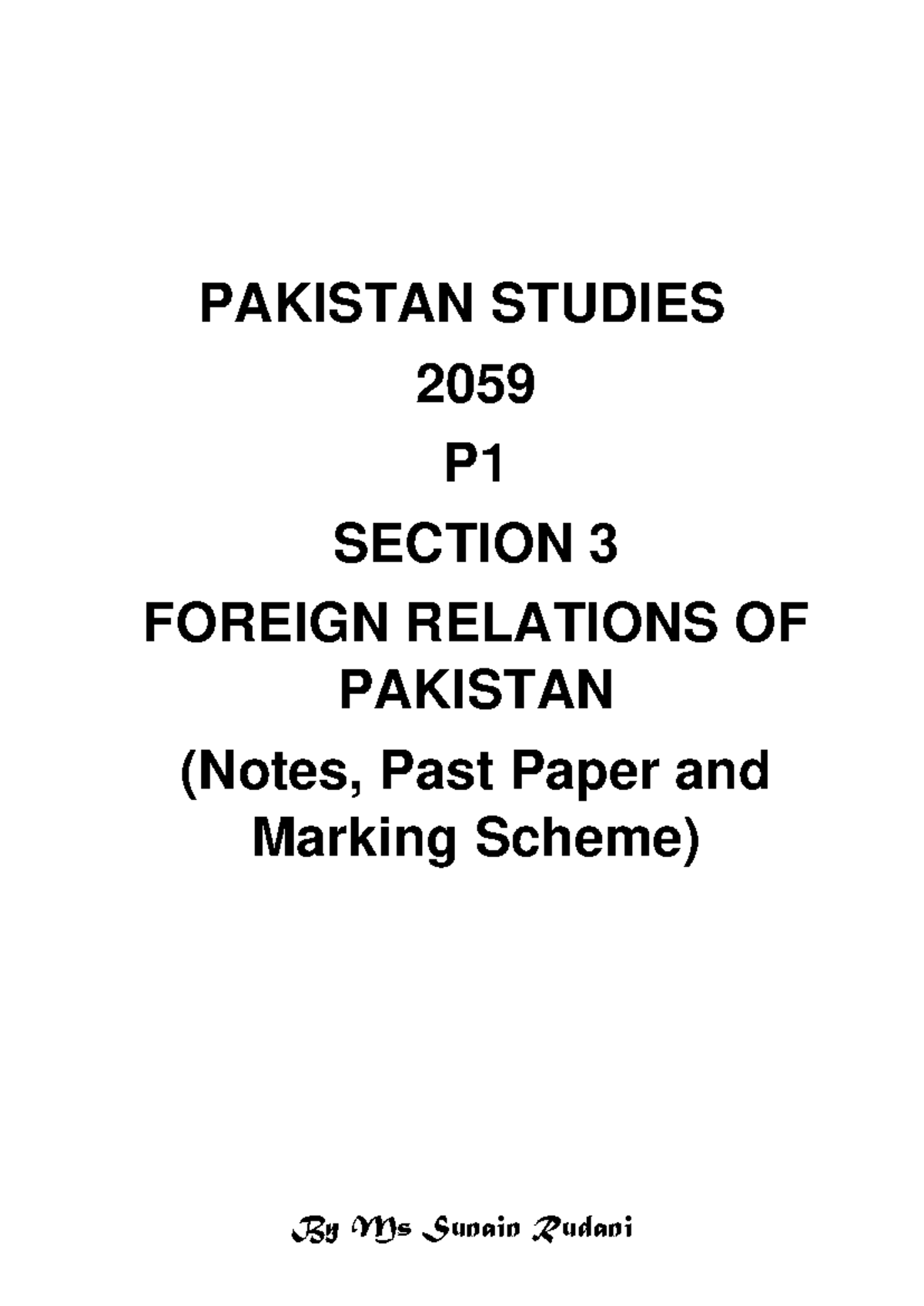 Foreign Relations of Pakistan - Notes, Past Papers & Marking Scheme ...