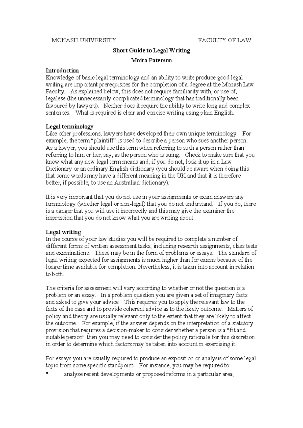 Legal Writing Guide (LAWS5000): Essential Tips for Clear Communication ...