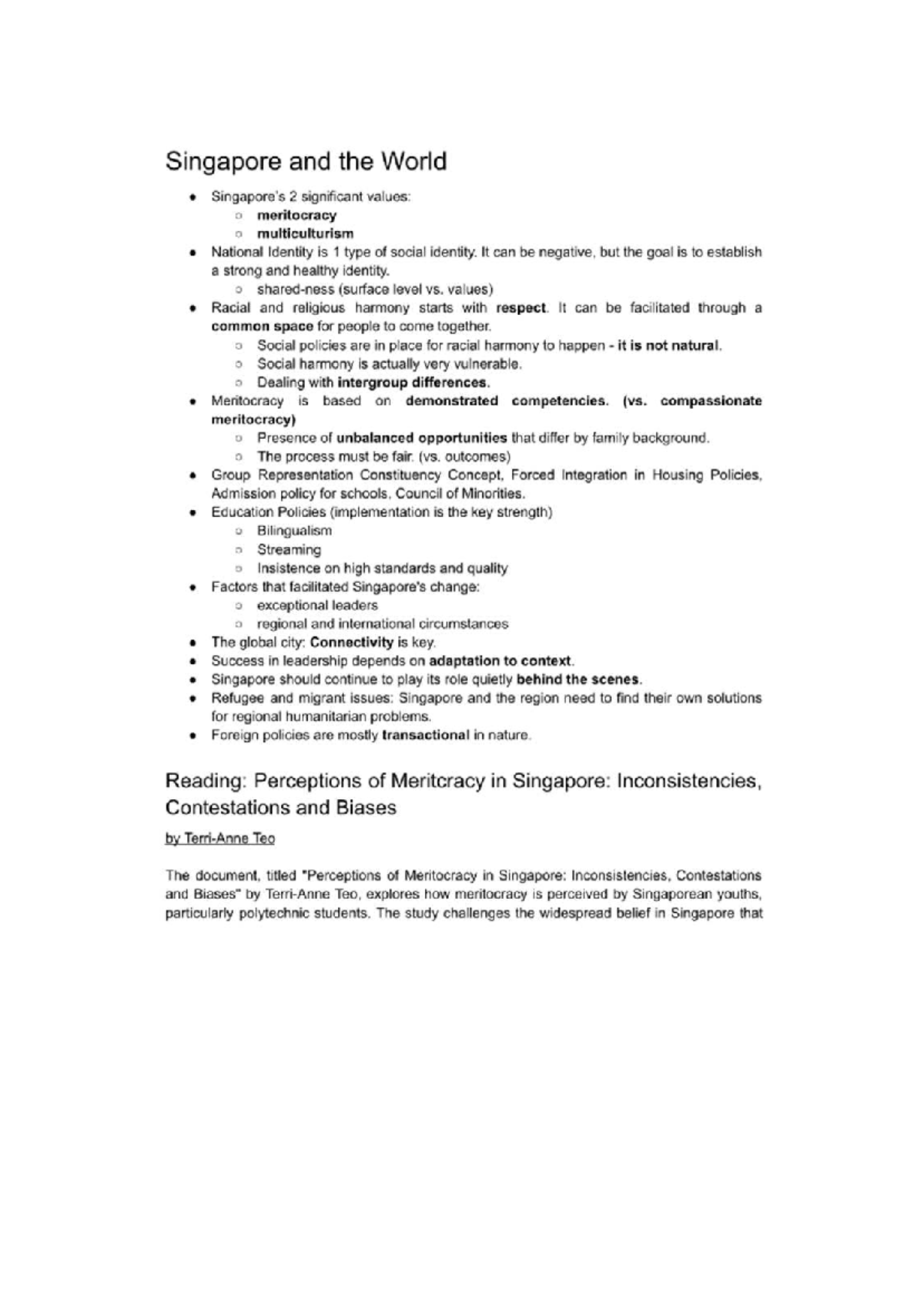 Meritocracy and multiculturalism in Singapore: perceptions and ...