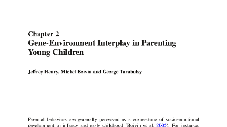 Chapter 2: Interplay in Parenting Young Children - J. Henry, M. Boivin ...
