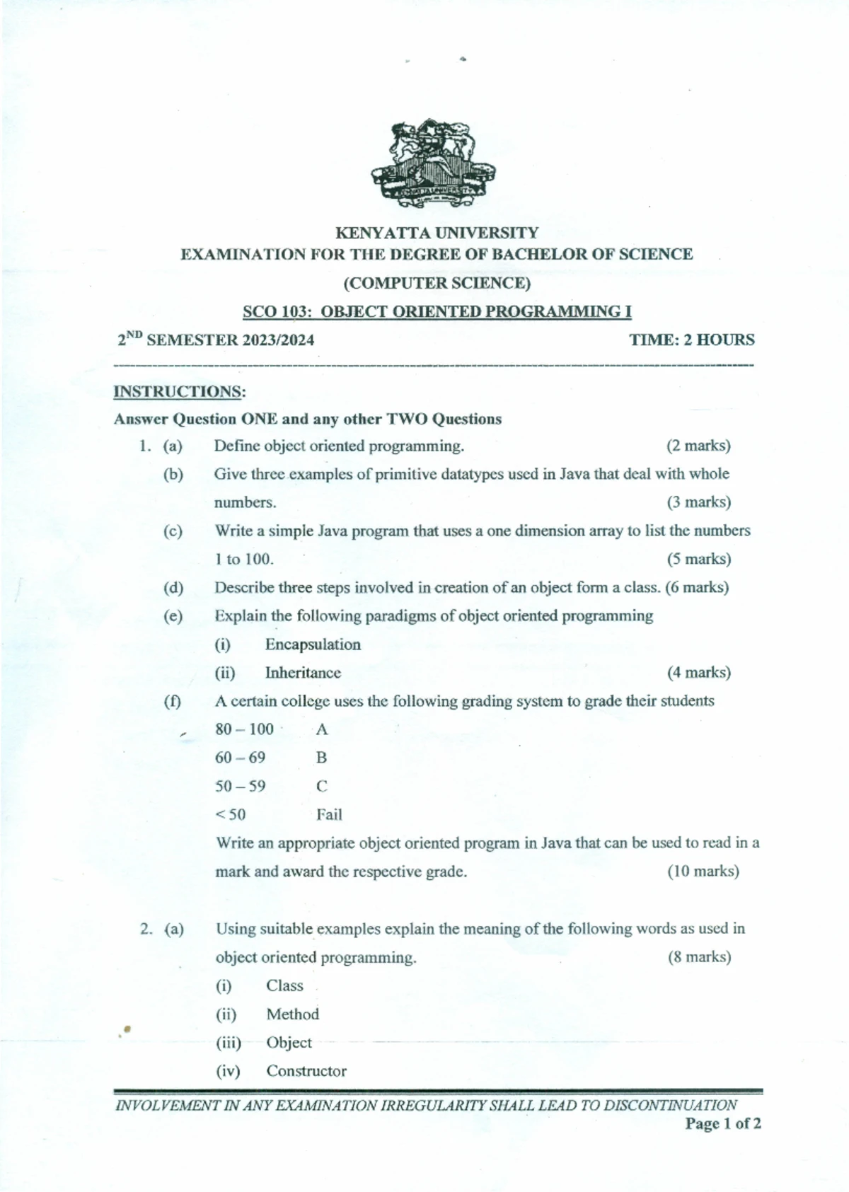 SCO 109: Linear Algebra Final Exam Questions & Solutions (2012) - Studocu