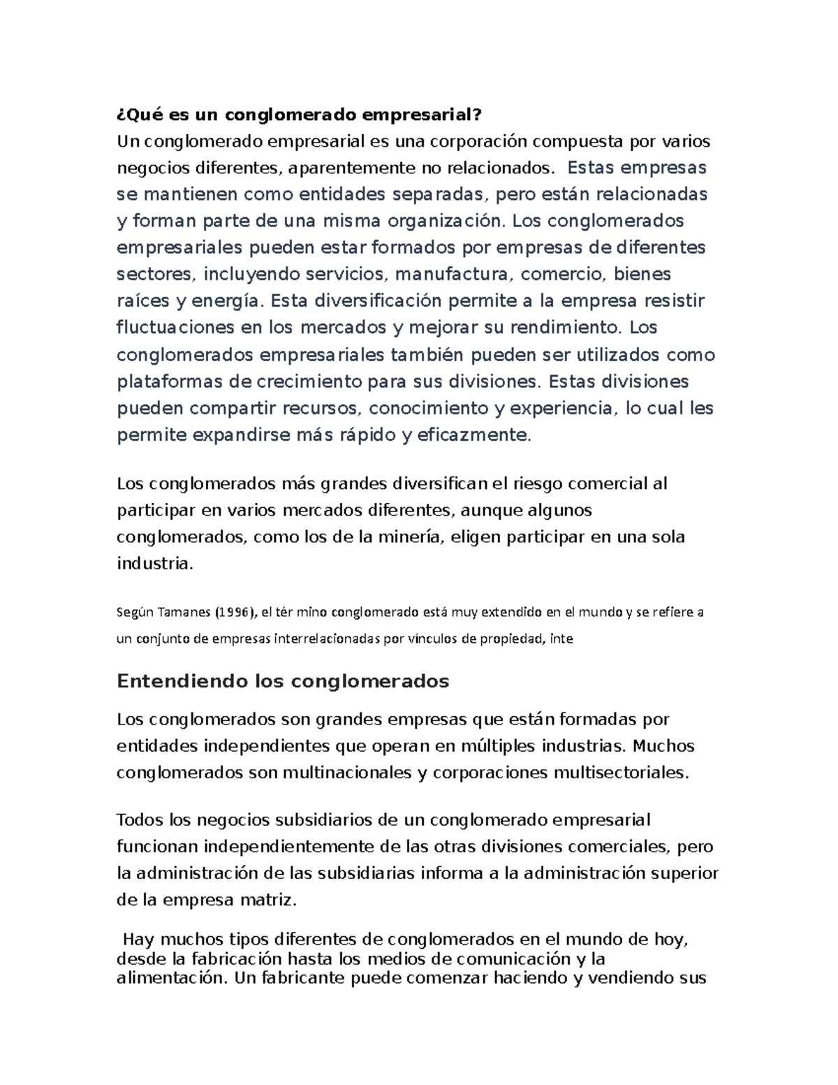 Análisis del Conglomerado Empresarial: Características y Estructura ...