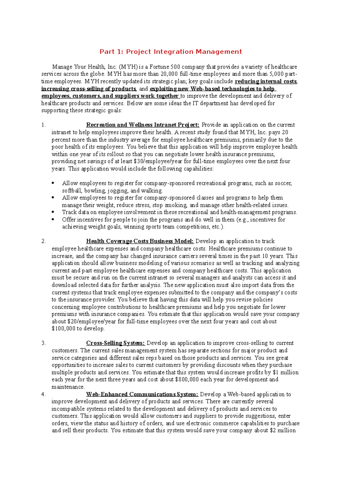 Part 1 Integration Management - Project Management - Studocu