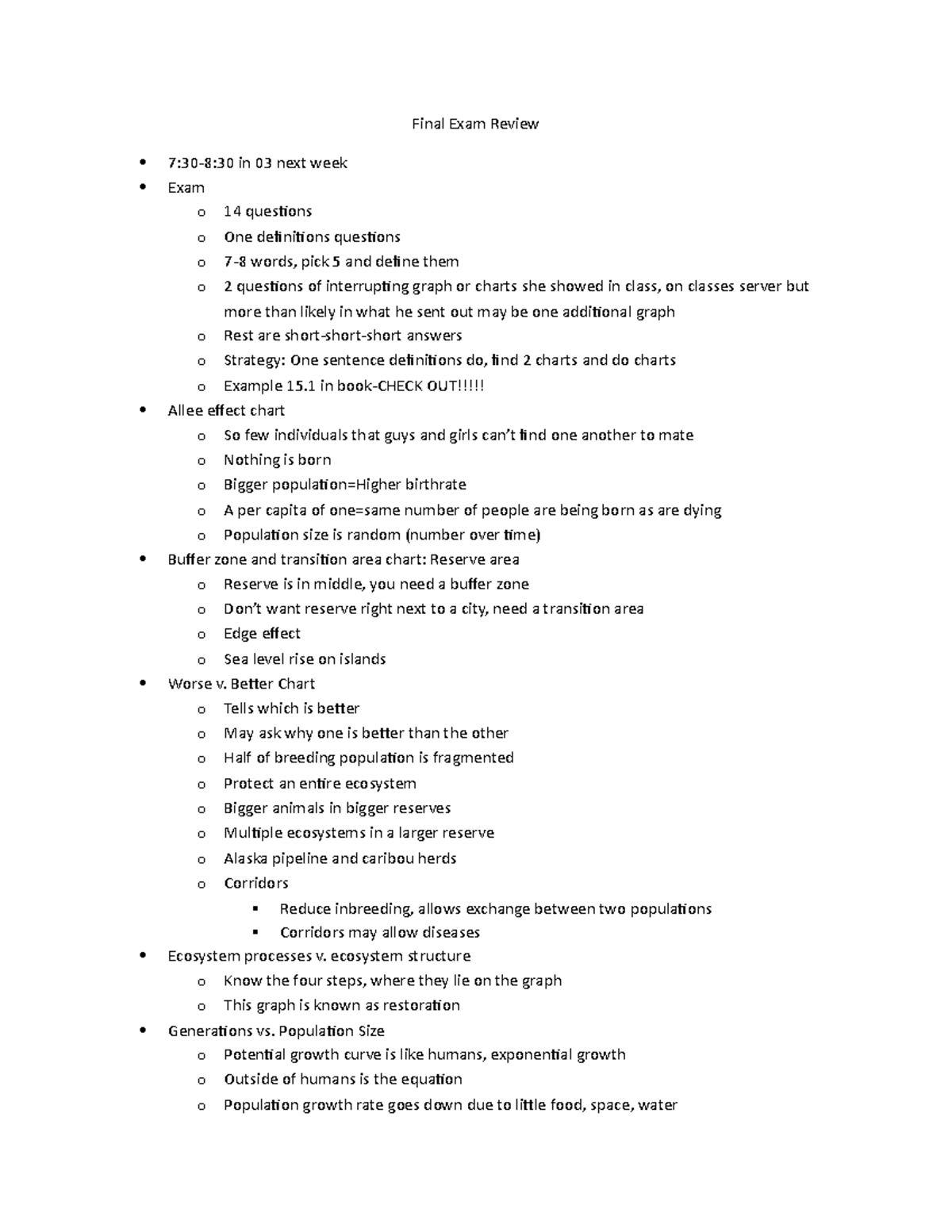 Final Exam Review - Final Exam Review 7:30-8:30 in 03 next week Exam o ...