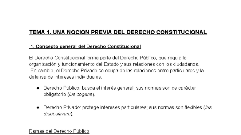 TEMA 1: NOCIONES DEL DERECHO CONSTITUCIONAL Y SU EVOLUCIÓN - Studocu
