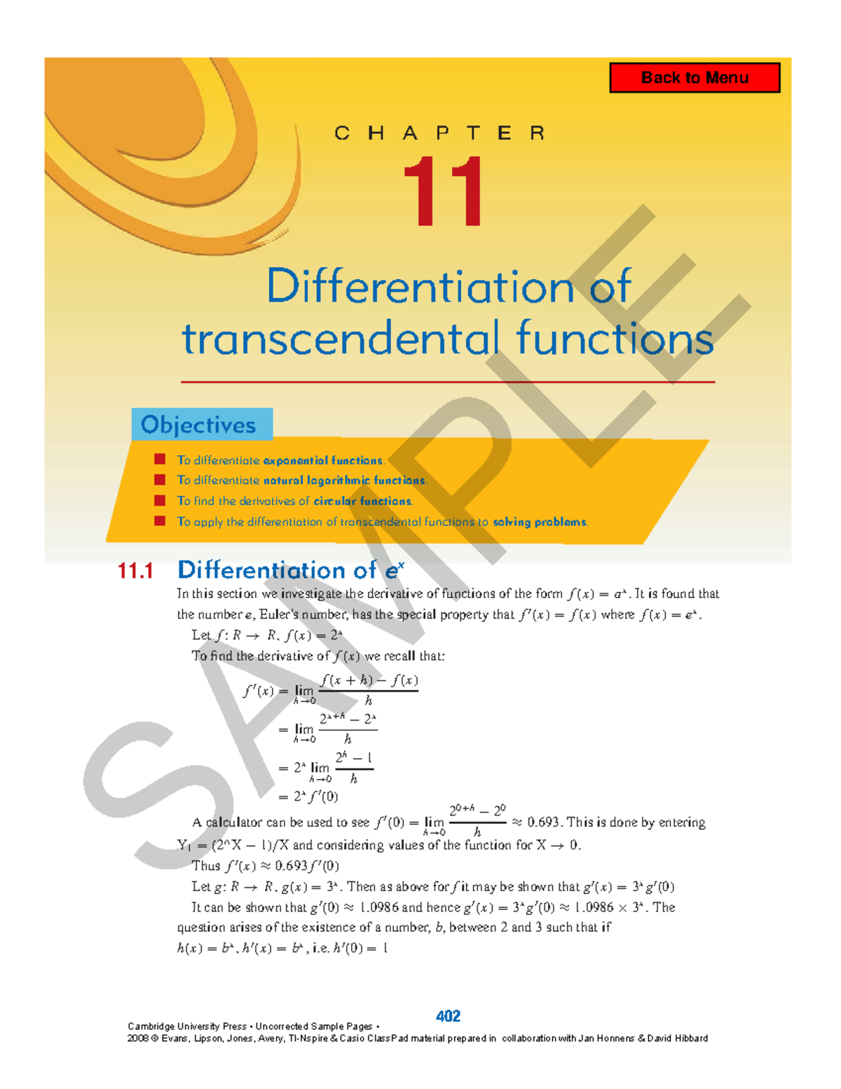 Differentiation of transcendal functions - C H A P T E R 11 ...