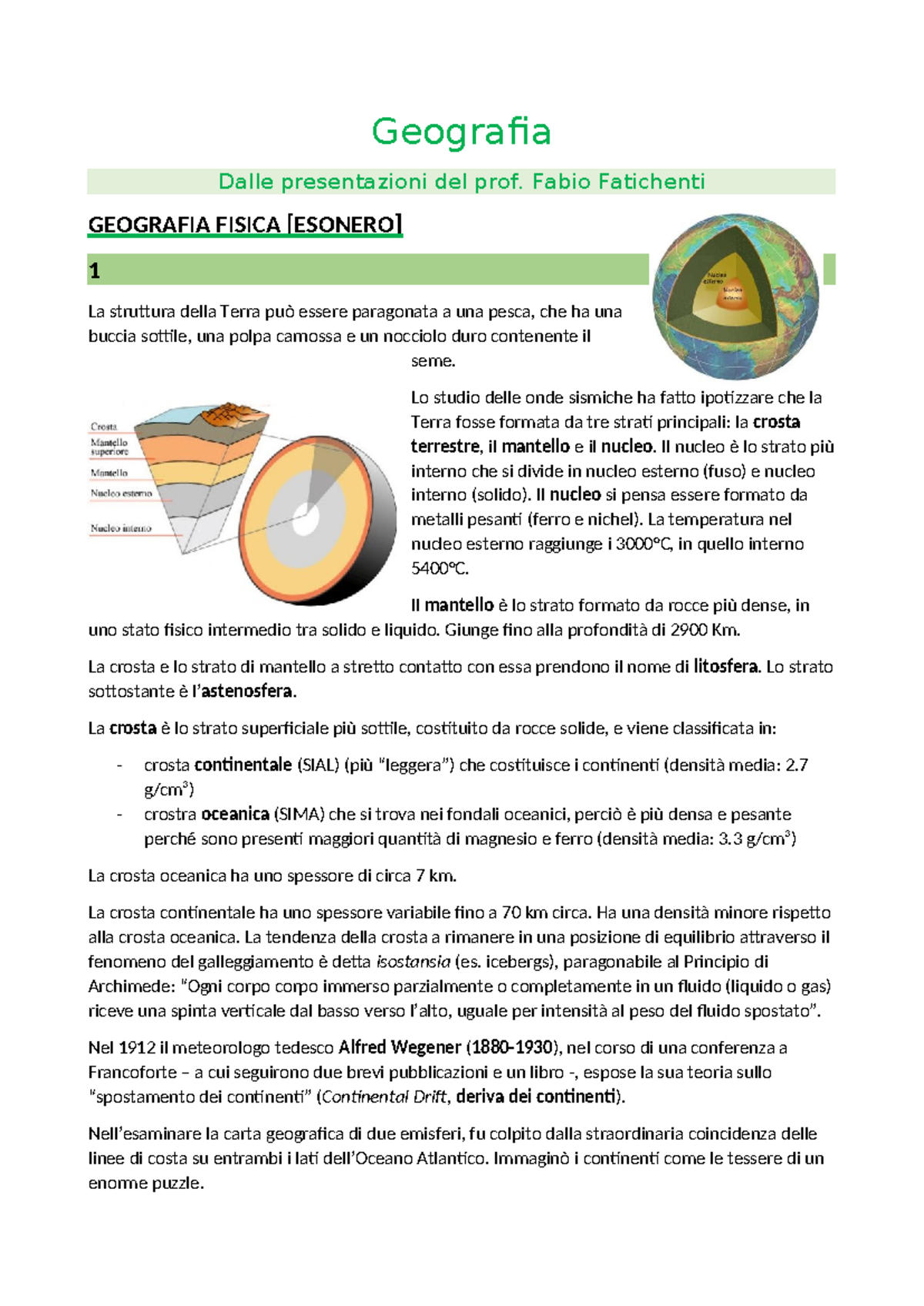 Geografia Fisica 1: Struttura della Terra e Teoria della Tettonica ...