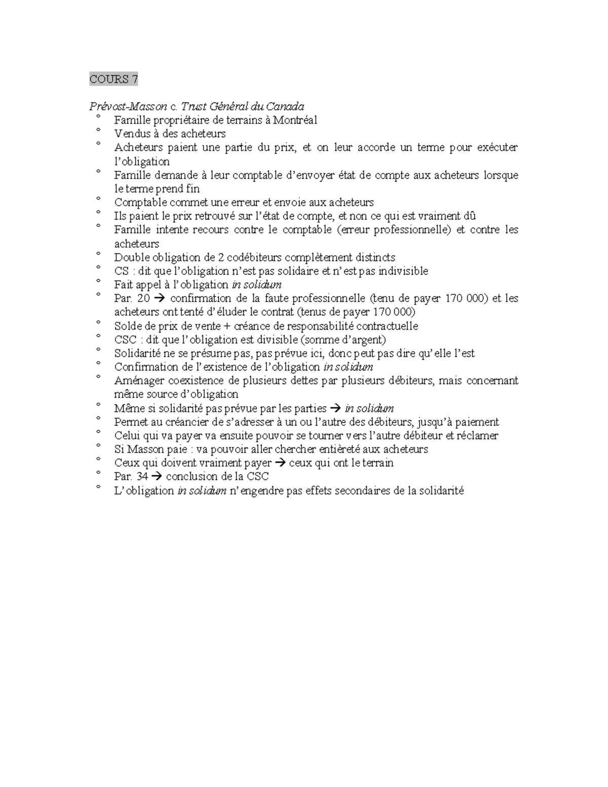 Jurisprudence obligations II : responsabilité contractuelle et in ...