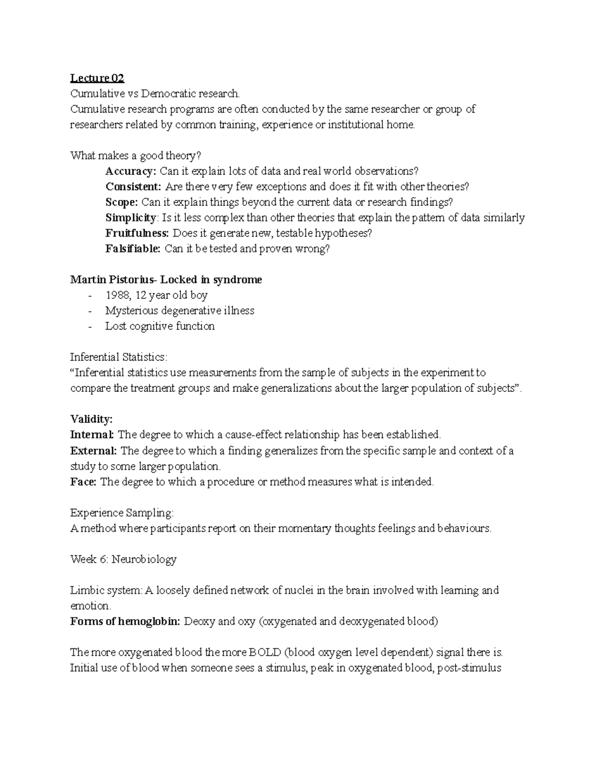 Psychology PSY101 Lecture Notes: Key Concepts from Weeks 6-7 - Studocu