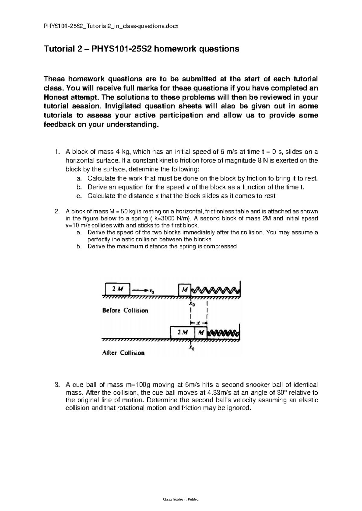 PHYS101-25S2 Tutorial 2 Homework Questions and Solutions - Studocu