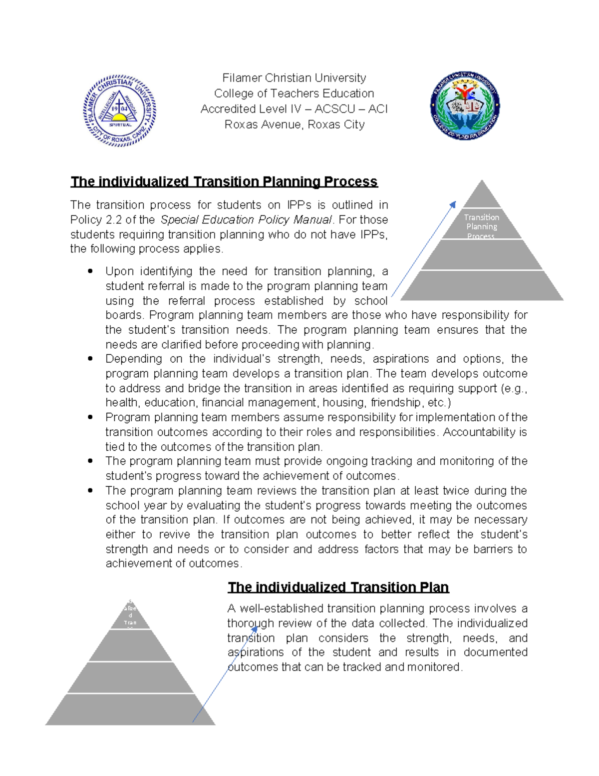 Individualized-Planning-Process - Indi vidu alize d Tran sitio n Plan ...