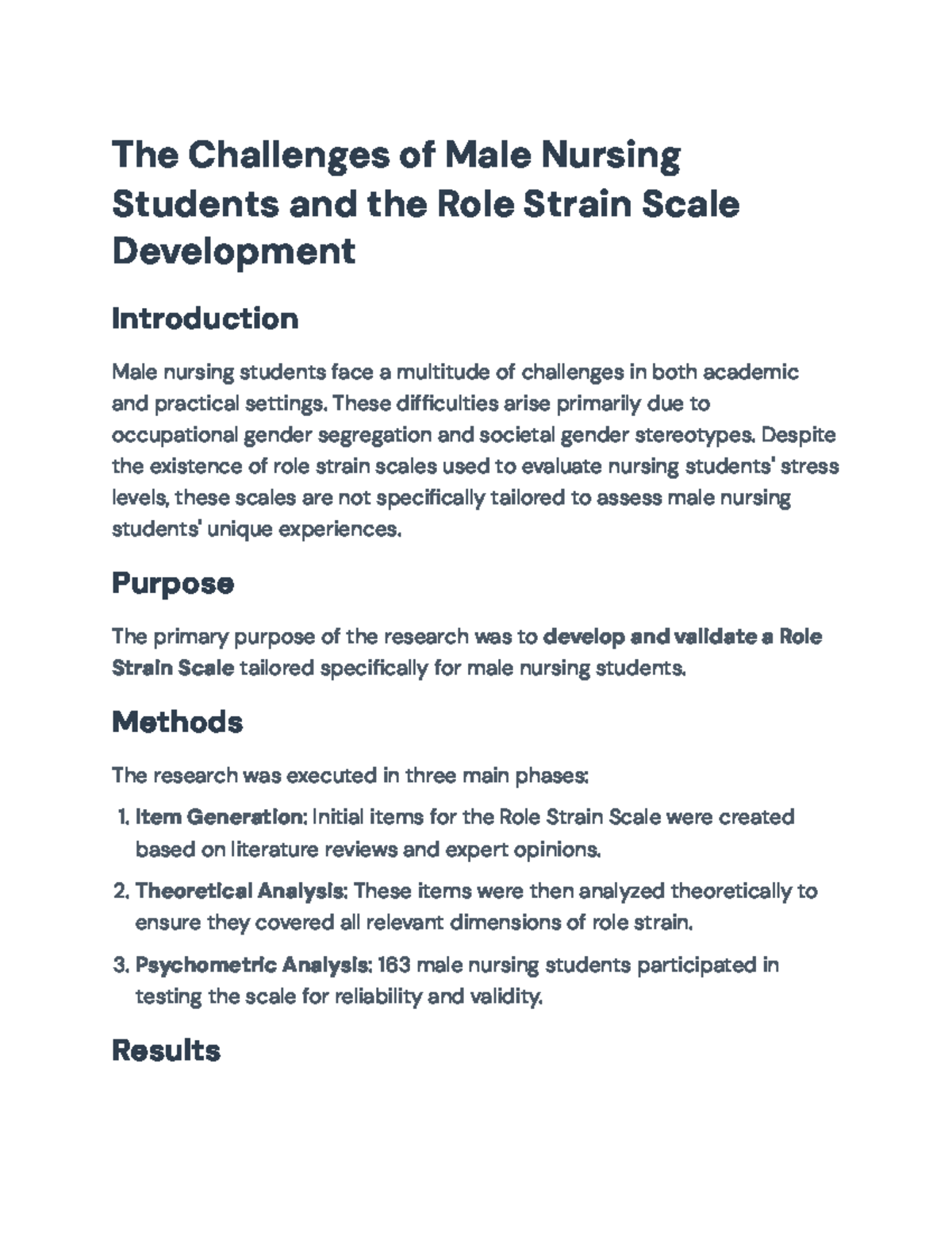 Development and Validation of Role Strain Scale for Male Nursing ...