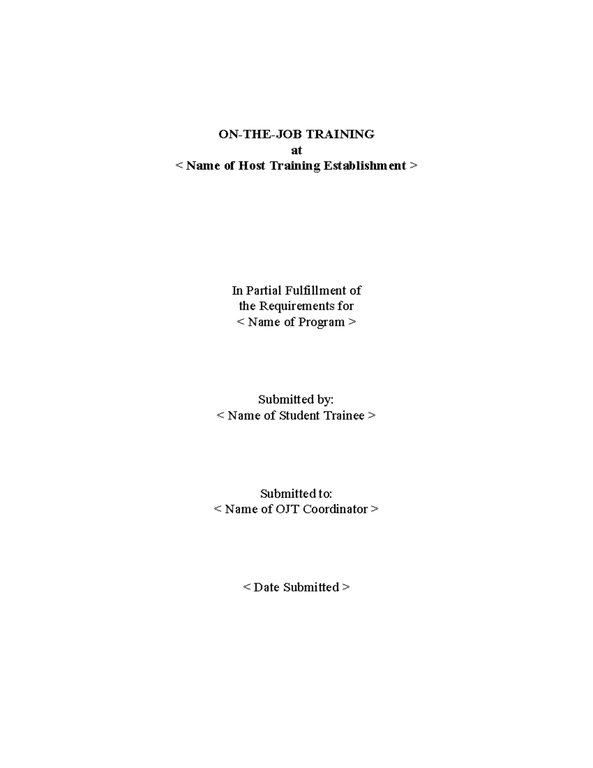 FT-CRD-127-01 On-the-Job Training Integration Paper Template - Studocu