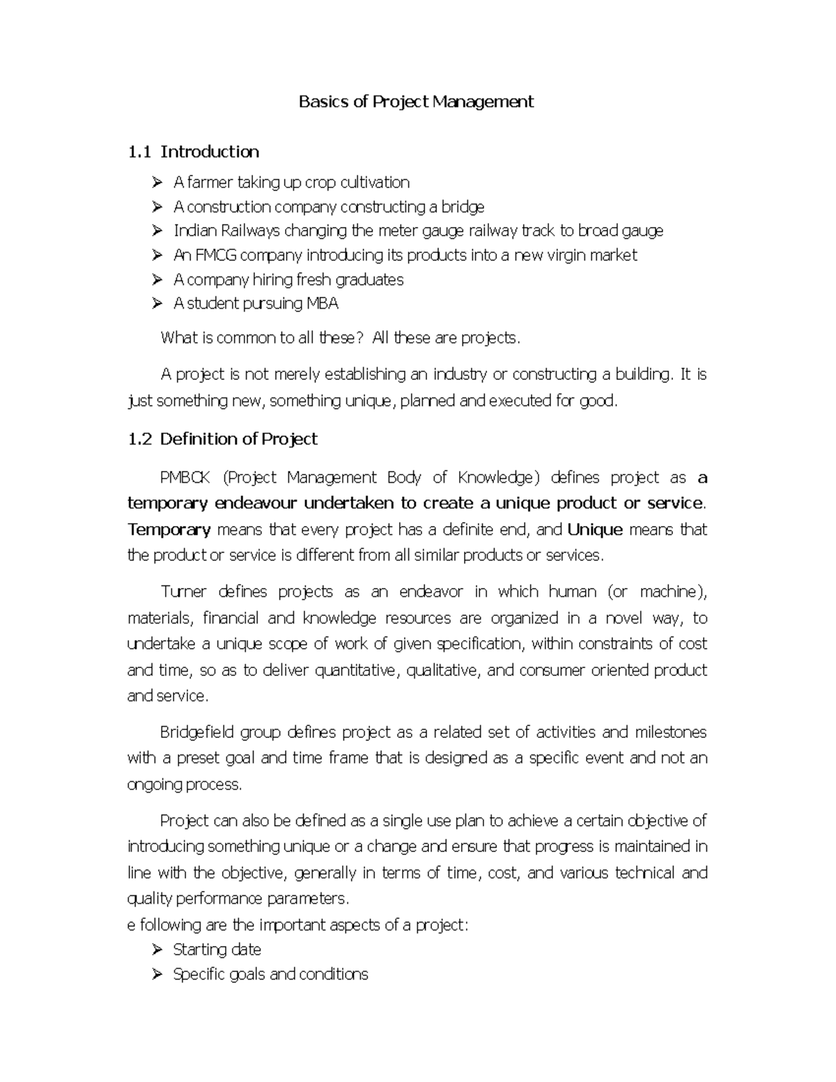 Projects, PM, Objectives & Importance of PM - Basics of Project ...