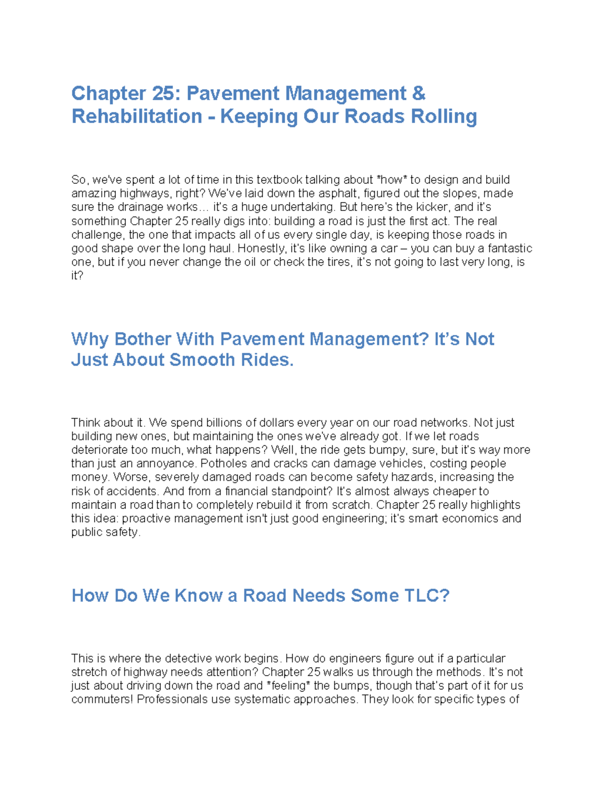 Highway Engineering CH 25: Pavement Management & Rehabilitation ...
