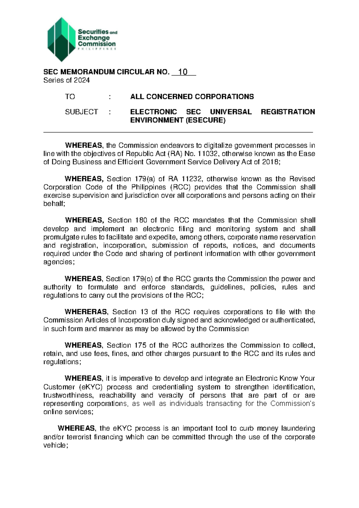 2024MC eSECURE Guidelines for Electronic SEC Registration Process - Studocu