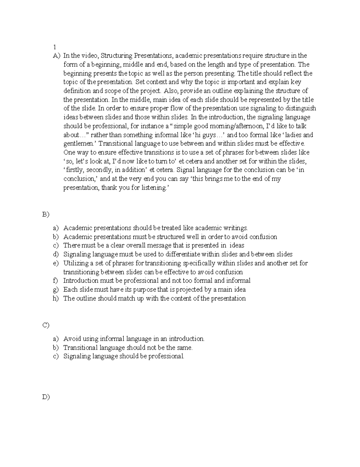 Technical Writing Assignment 2: Structuring Effective Presentations ...