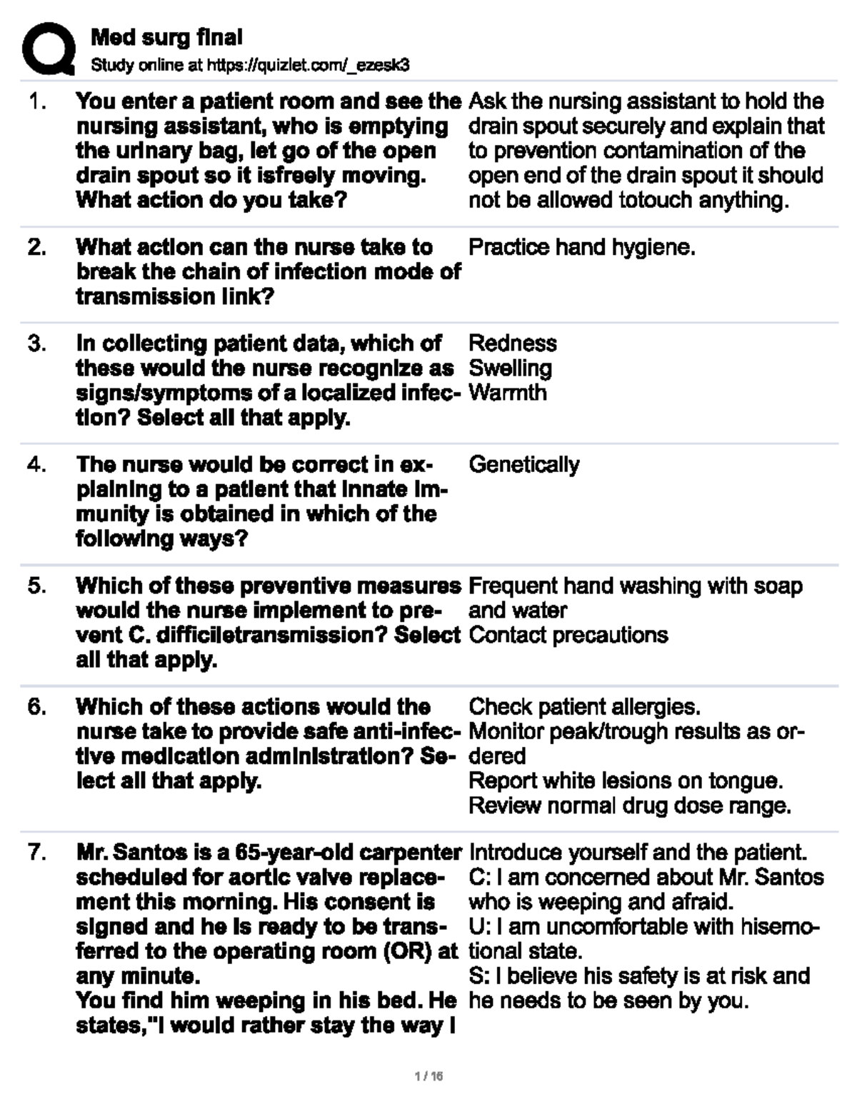 Med-Surg Final Exam Study Guide - Essential Topics and Tips - Studocu