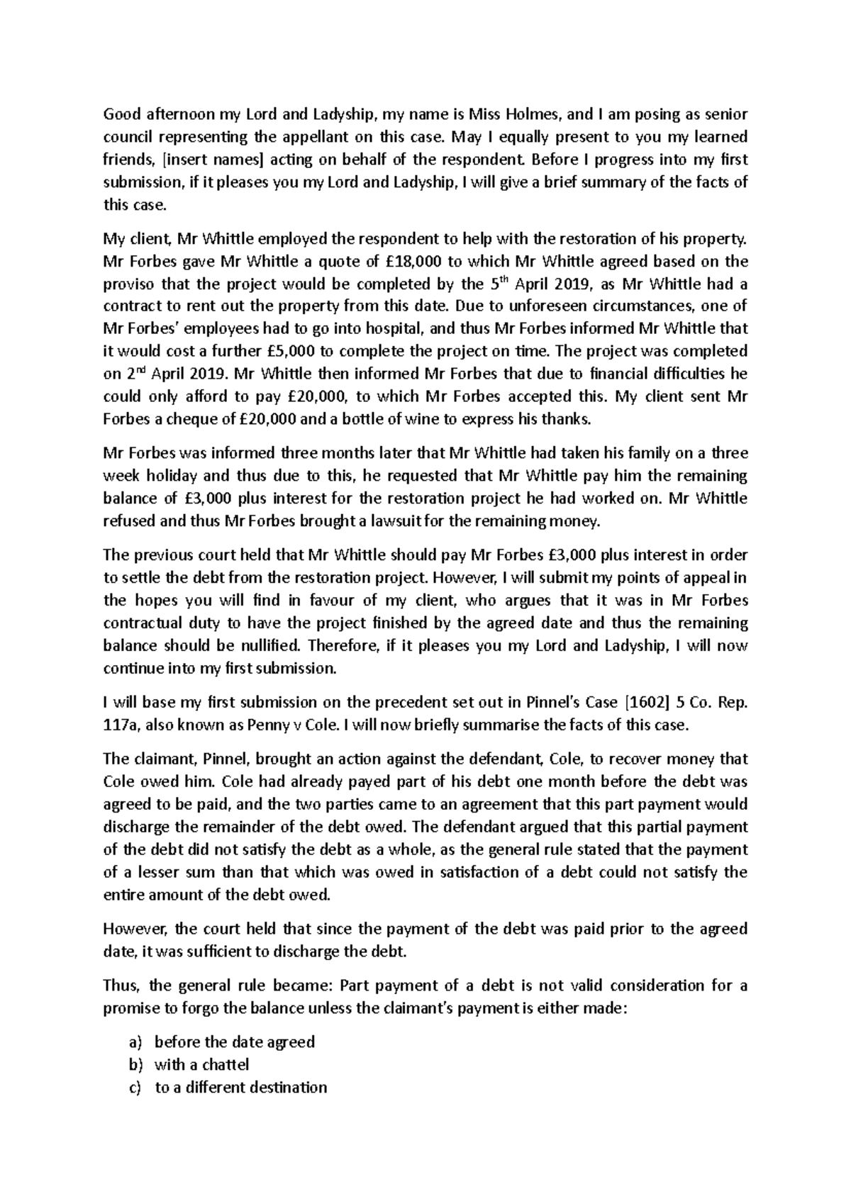 Moot Script 1 - Appellant Representation Analysis and Legal Arguments ...