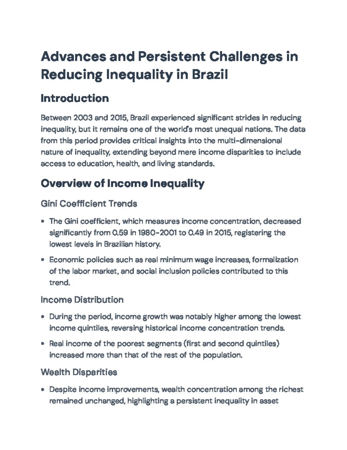 Advances and Challenges in Reducing Inequality in Brazil (2003-2015 ...