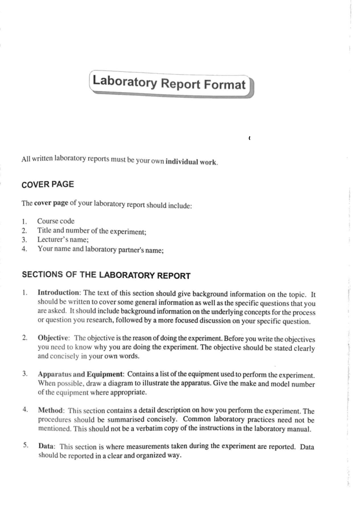 Lab Report Format Guidelines for Effective Writing - Studocu
